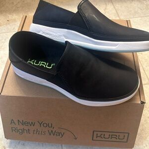 Kuru Roam Atla Womens Size 9 Black White Casual Walking Leather Slip-On Shoes